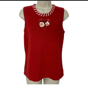 Storybook Knits red Christmas sweater vest sequin Santa Mrs Claus NWT SZ XS